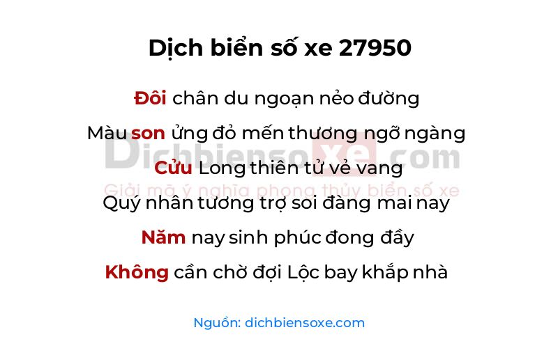 Dịch thơ biển số 27950