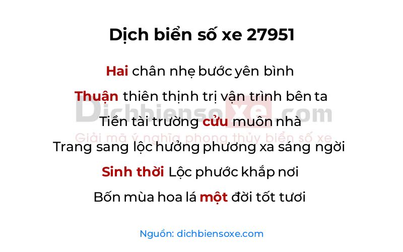 Dịch thơ biển số 27951
