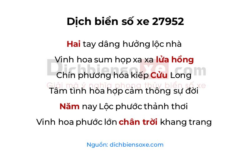 Dịch thơ biển số 27952