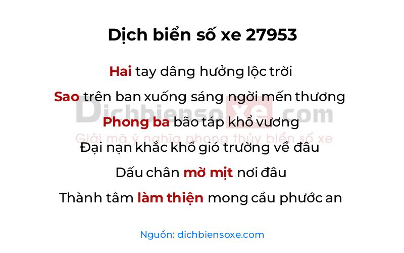 Dịch thơ biển số 27953