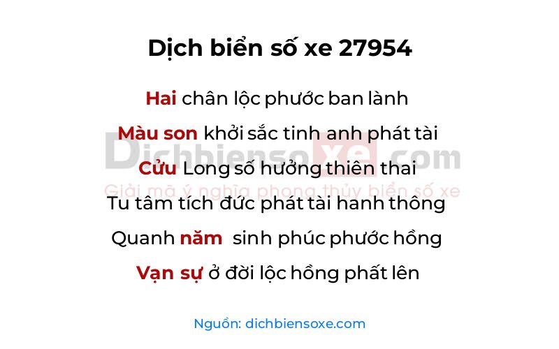 Dịch thơ biển số 27954