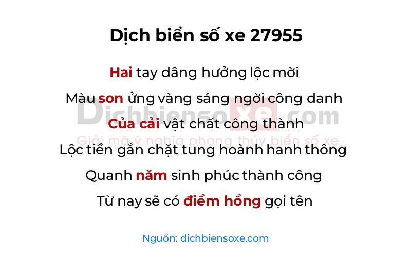Dịch thơ biển số 27955