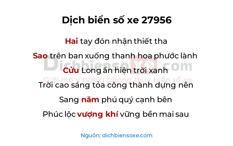 Dịch thơ biển số 27956