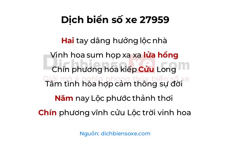 Dịch thơ biển số 27959