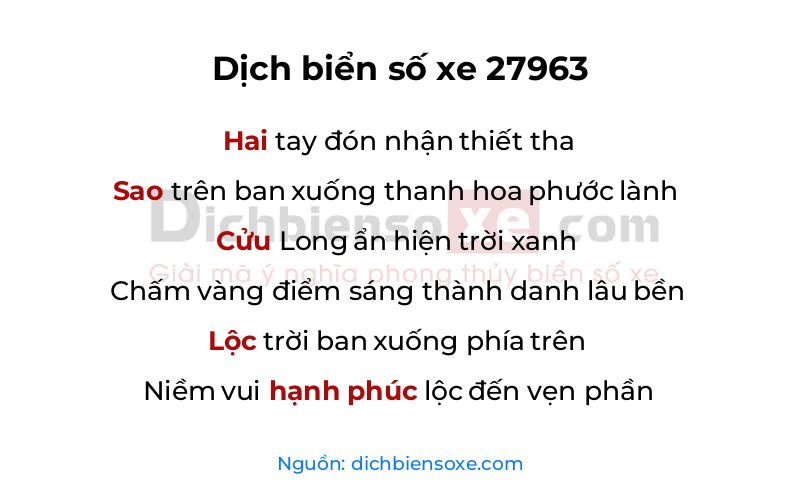 Dịch thơ biển số 27963