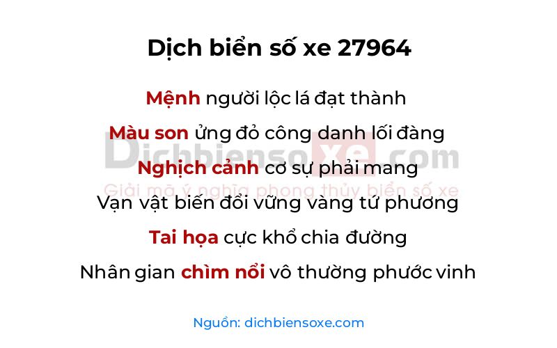 Dịch thơ biển số 27964