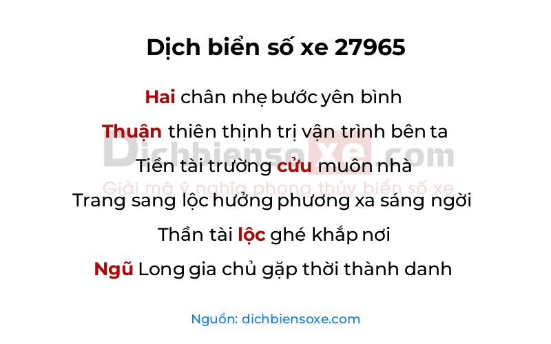 Dịch thơ biển số 27965