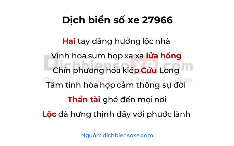 Dịch thơ biển số 27966