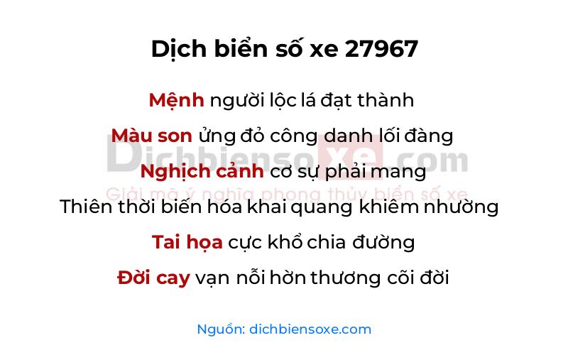 Dịch thơ biển số 27967