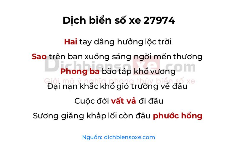 Dịch thơ biển số 27974