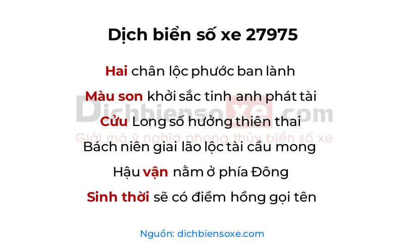 Dịch thơ biển số 27975