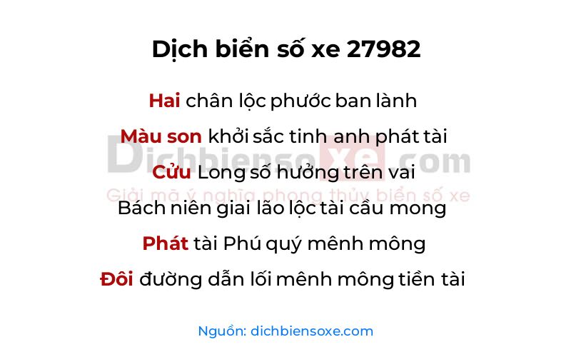 Dịch thơ biển số 27982