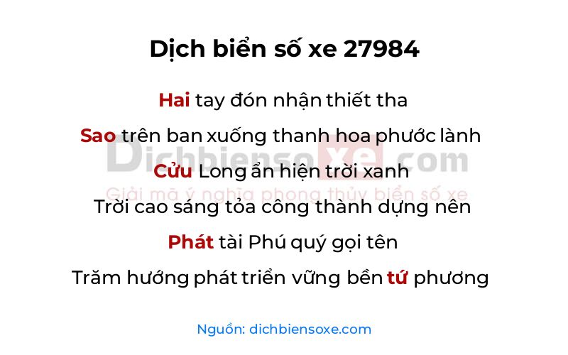 Dịch thơ biển số 27984