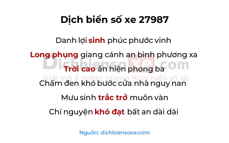 Dịch thơ biển số 27987