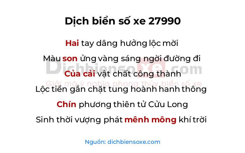 Dịch thơ biển số 27990