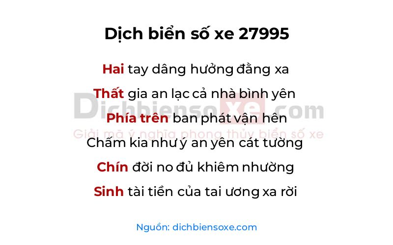 Dịch thơ biển số 27995