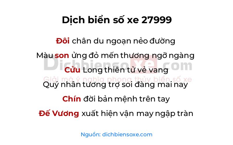 Dịch thơ biển số 27999