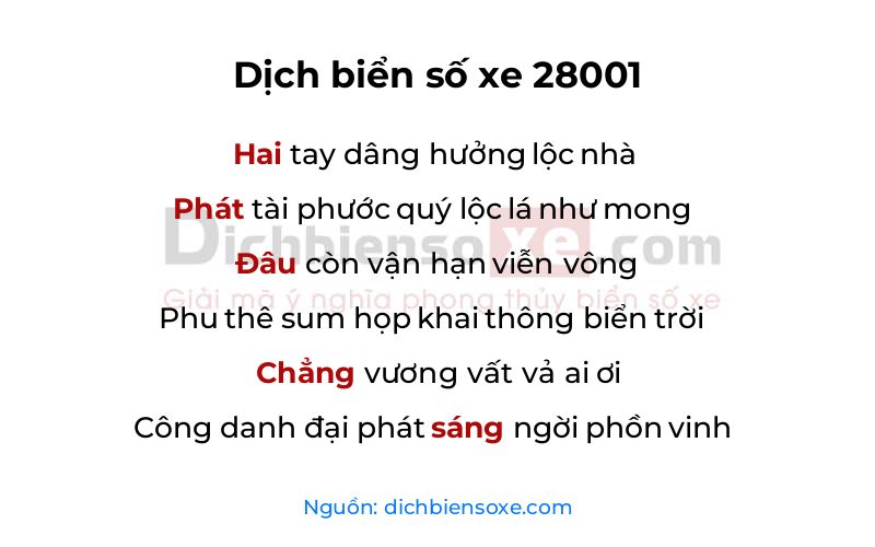 Dịch thơ biển số 28001