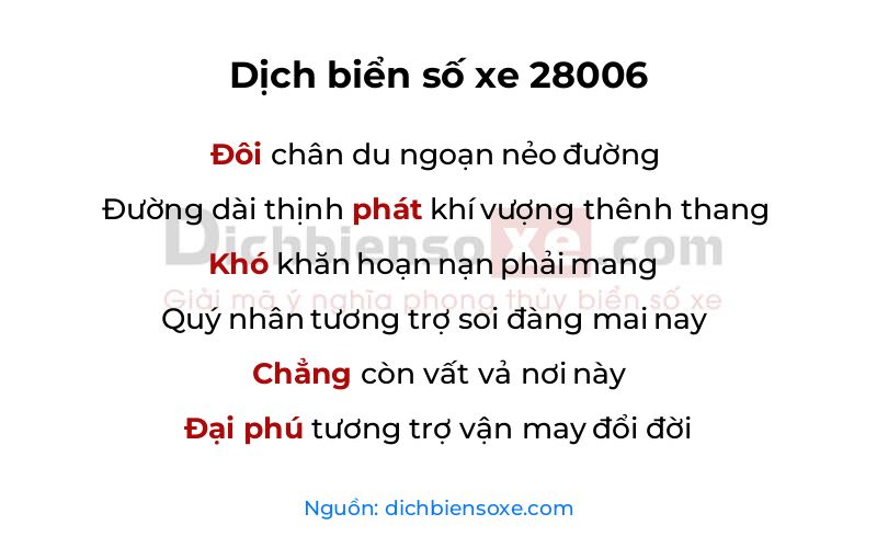 Dịch thơ biển số 28006