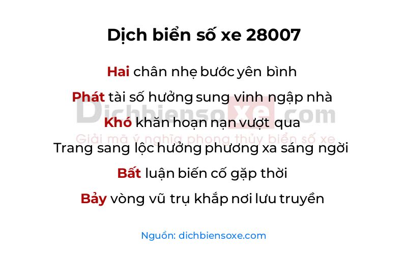Dịch thơ biển số 28007