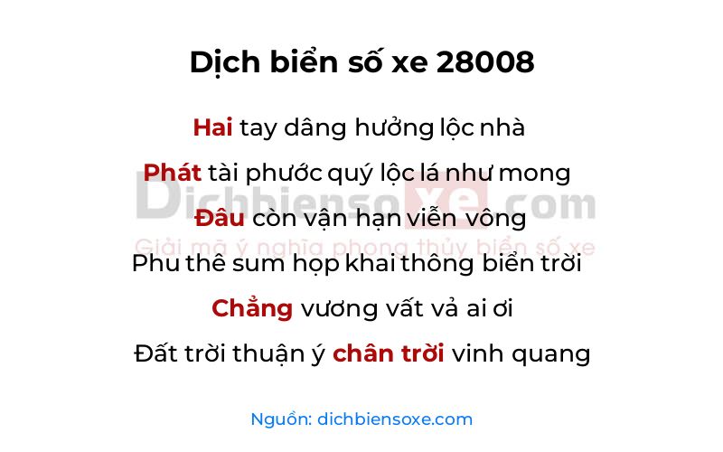 Dịch thơ biển số 28008