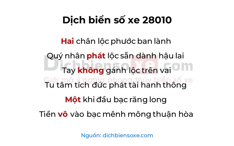 Dịch thơ biển số 28010