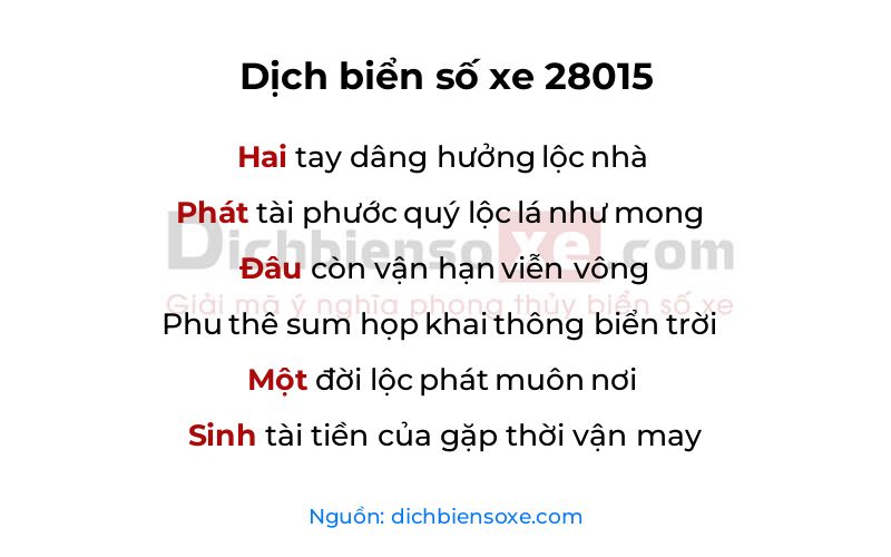 Dịch thơ biển số 28015