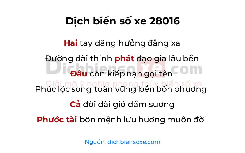Dịch thơ biển số 28016
