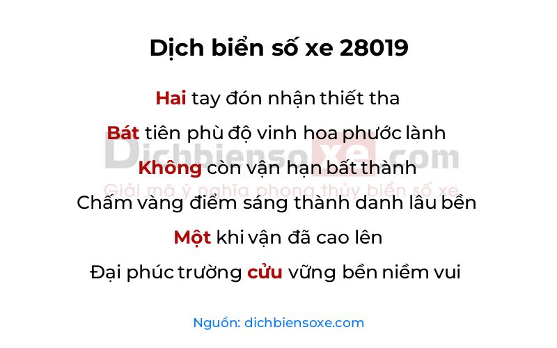 Dịch thơ biển số 28019