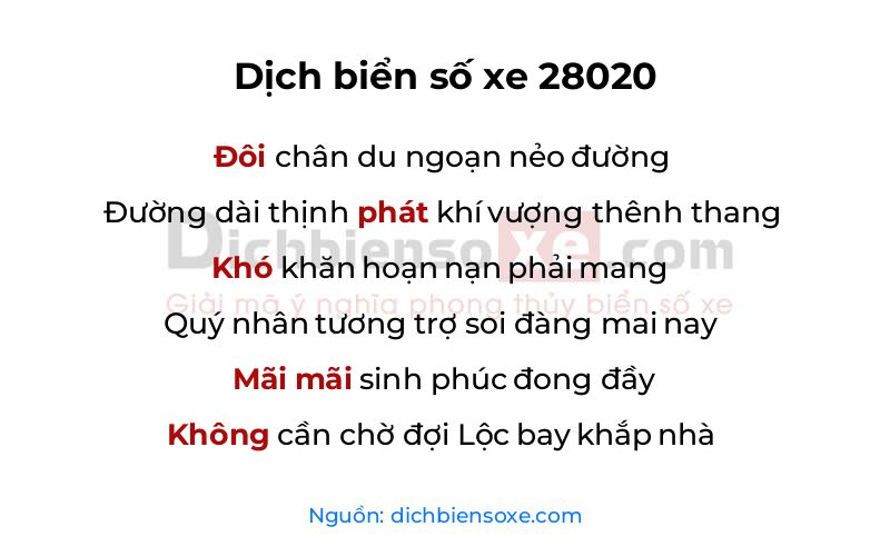 Dịch thơ biển số 28020