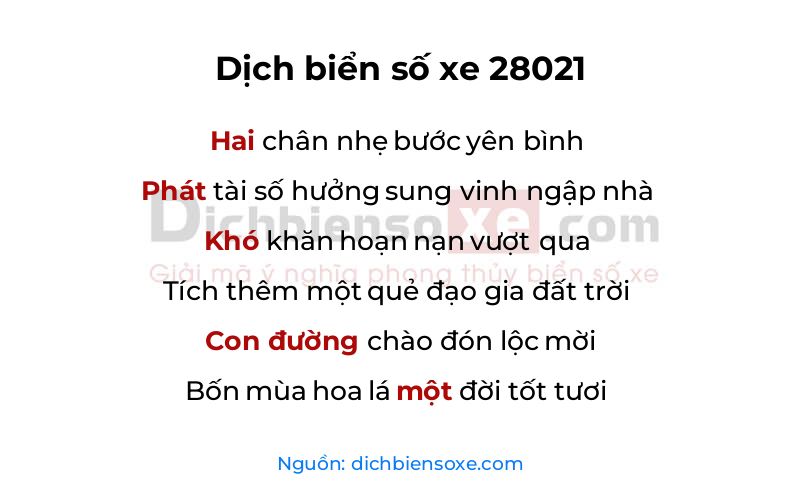 Dịch thơ biển số 28021