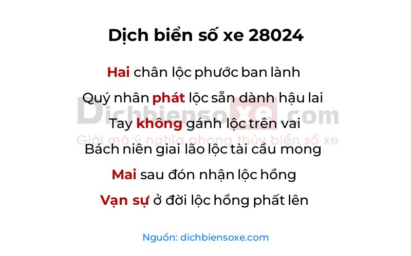 Dịch thơ biển số 28024