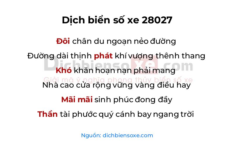 Dịch thơ biển số 28027