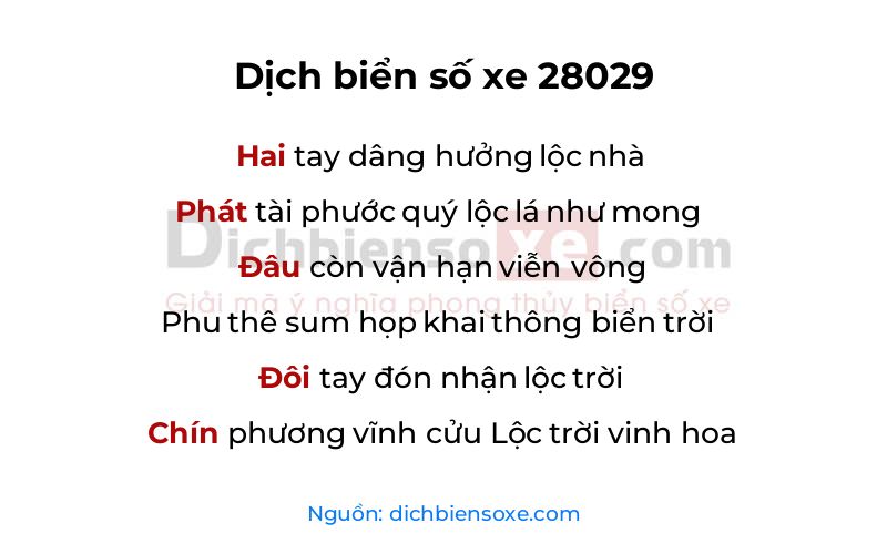 Dịch thơ biển số 28029