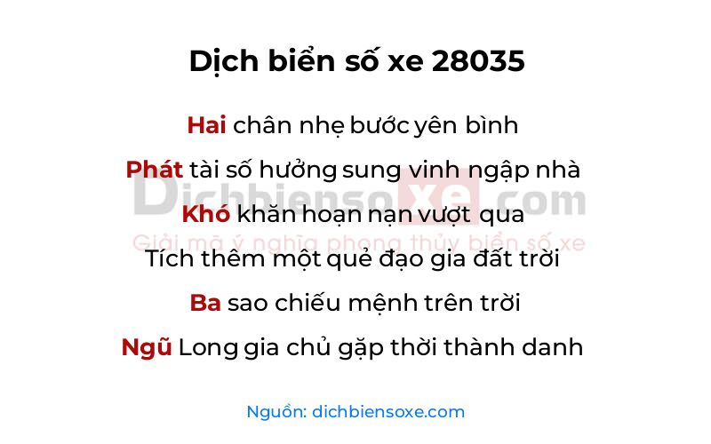 Dịch thơ biển số 28035