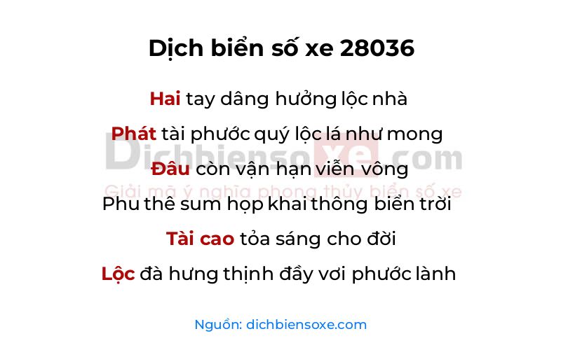 Dịch thơ biển số 28036