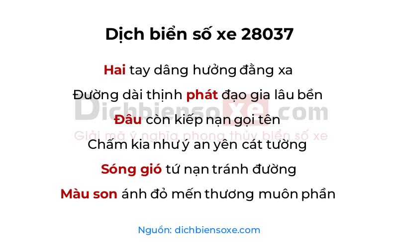 Dịch thơ biển số 28037