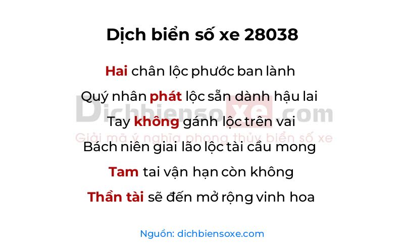 Dịch thơ biển số 28038