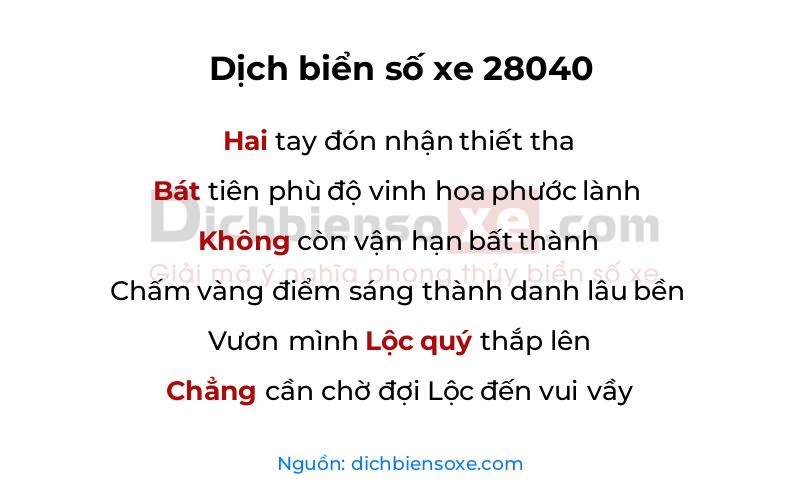 Dịch thơ biển số 28040