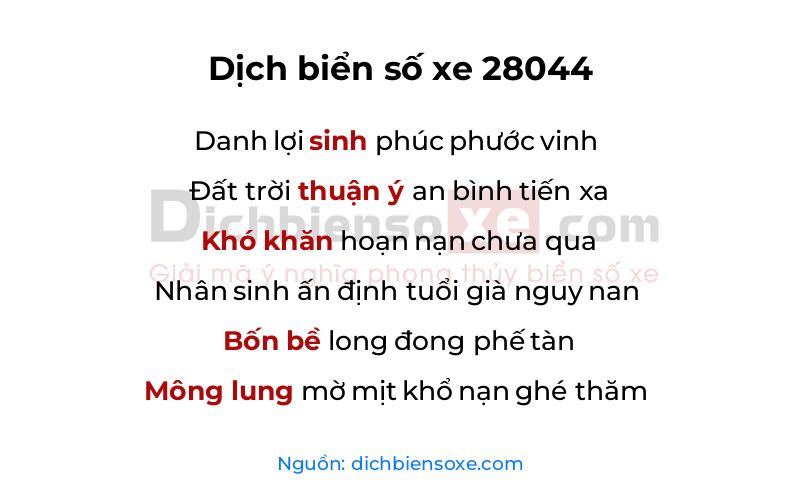 Dịch thơ biển số 28044