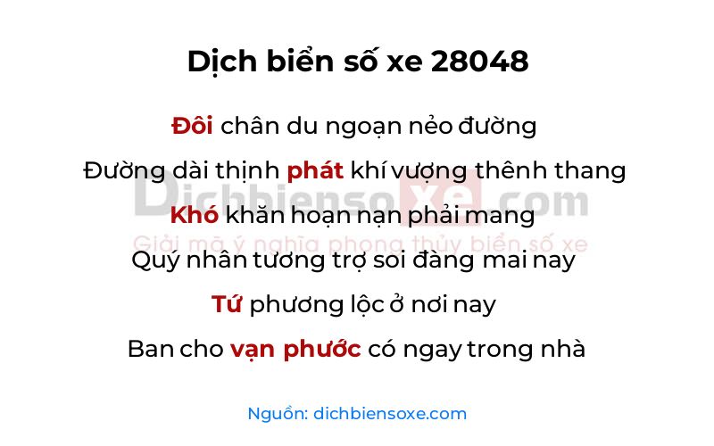 Dịch thơ biển số 28048