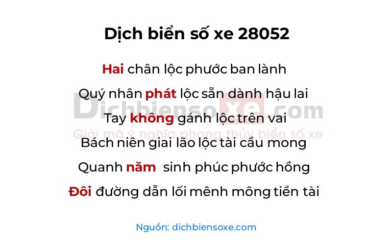 Dịch thơ biển số 28052