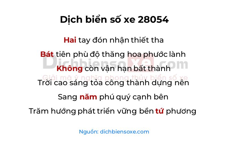 Dịch thơ biển số 28054
