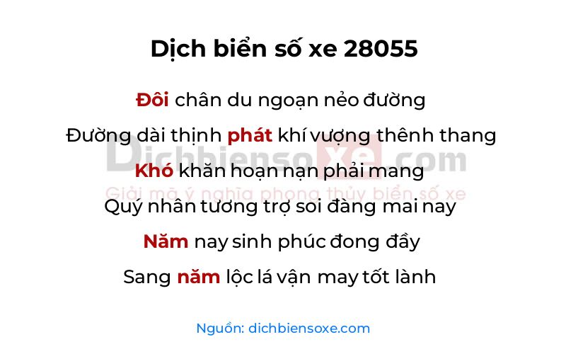 Dịch thơ biển số 28055