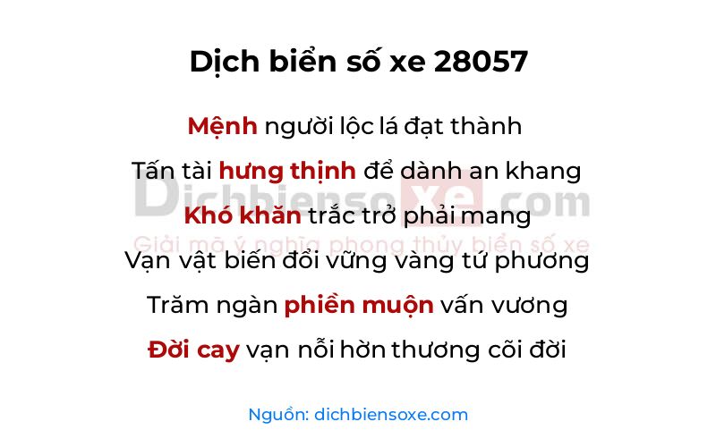 Dịch thơ biển số 28057