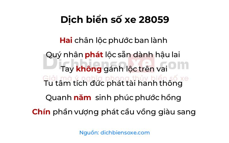 Dịch thơ biển số 28059