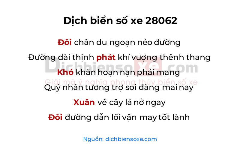 Dịch thơ biển số 28062