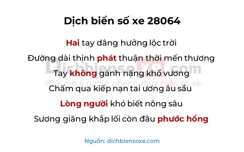 Dịch thơ biển số 28064