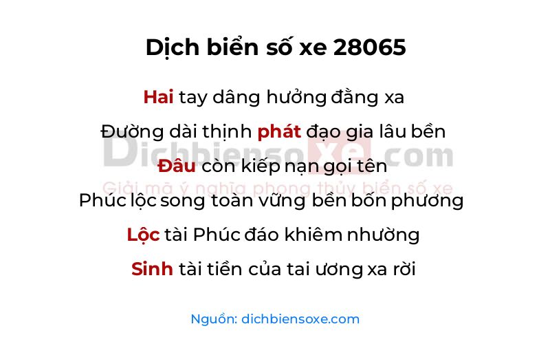 Dịch thơ biển số 28065