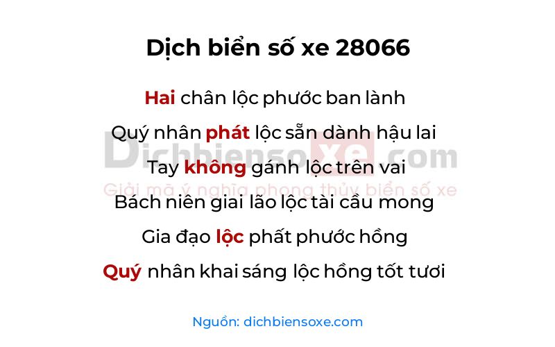 Dịch thơ biển số 28066